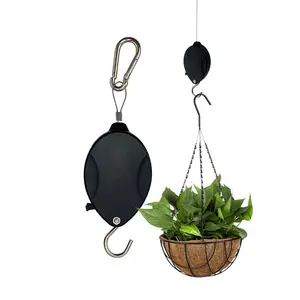 家庭花园伸缩式植物吊钩可调节植物滑轮套装吊钩用于悬挂植物花园花篮，盆一