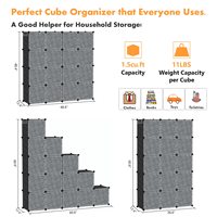 Organisateur de rangement modulaire en cubes, armoire en plastique détachable avec porte, étagère multi-compartiments pour économiser de l'espace, pour la maison, le placard, la chambre