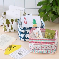 Organisateur de fournitures diverses en coton et lin, pliable, pour le bureau, boîte à maquillage, paniers de rangement pliables avec poignées