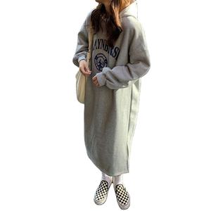 Ccy ชุดเดรสมีฮู้ดสำหรับผู้หญิง, ชุดเดรสขนาดใหญ่พิเศษมีฮู้ดป้องกันการเกิดรอยจีบพิมพ์ลายตัวอักษรแขนยาวให้ความอบอุ่นสำหรับฤดูหนาว - Product Image 4