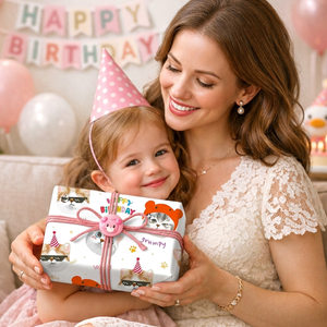 Cartoon kitten <b>pattern</b> birthday themed gift wrapping <b>paper</b> Children's birthday gift wrapping <b>paper</b> Original design Customizable - Product Image 5
