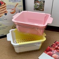 Uittrekbare intrekbare plastic afdruipbak in macaronkleuren, dubbelwandig, dubbelzijdig te gebruiken, multifunctioneel, stofdicht fruitaccessoire