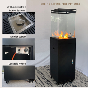 ColingLiving COLL001 16.5 pollici <span class=keywords><strong>gpl</strong></span> acciaio nero firepit cube caminetti indipendenti da esterno - Product Image 1