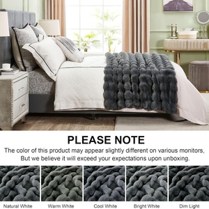 Zhengtai lujo gris grueso cálido suave burbuja Faux Fur felpa manta para sala de estar sofá - Product Image 4