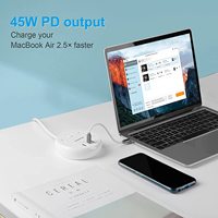 Regleta de Enchufes 5 en 1 con 2 Tomas de Corriente y 2 Puertos USB (PD 45W/USB C) para Teléfono Móvil y Cámara - Certificación ETL/FCC con 2 Años de Garantía