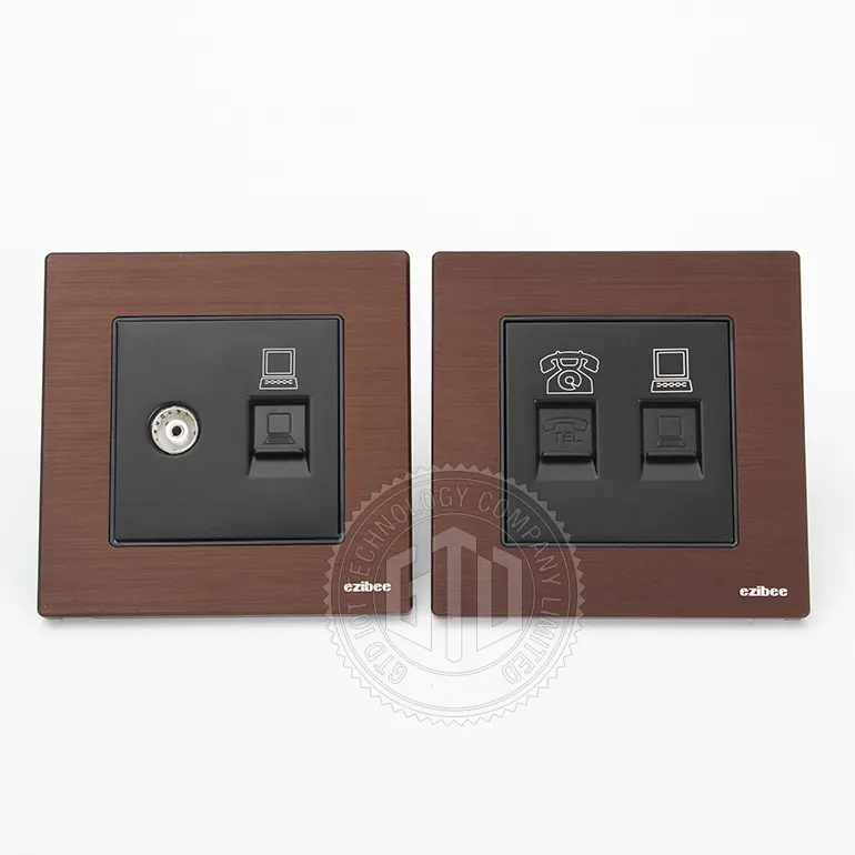 Luxury special coffee gold color aluminum brushed material CNC 4 side Metal wall switch solution