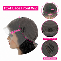 Perruques Lace Front en Cheveux Humains Vierges 13*4 BOB Courtes Lisses, Peuvent Être Permanentes et Teintes