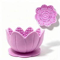 Mangkuk Silikon Solid Motif Bunga Lotus Modern 12cm untuk Anjing, Tempat Makan, Puzzle Makanan, Dispenser Camilan
