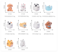 Niedliche Cartoon 3D Harte Massive Miniatur Beflockte Tiere Kleine Harz-Hunde-Katzen-Bären-Figuren Lehrreiches Spielzeug für Kinder