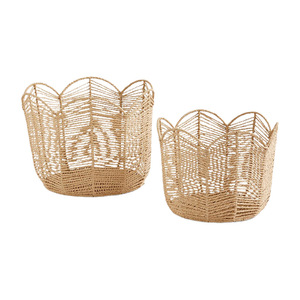 Woven <b>Storage</b> <b>Basket</b> Round Handmade Rattan <b>Basket</b> For Bathroom Toy Organizer <b>Large</b> 40x31Cm Standing Type - Product Image 5