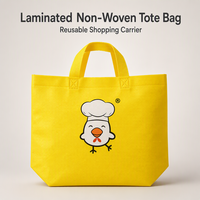 Sac fourre-tout personnalisé en non-tissé, imprimé avec un motif de poulet jaune, avec poignées, pour les courses au supermarché