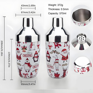 Shaker à cocktails en acier inoxydable pour France Max & <span class=keywords><strong>Jack</strong></span>'s, sans fuite, compatible lave-vaisselle, 500 ml, 570 ml, 700 ml, mélangeur <span class=keywords><strong>de</strong></span> boissons <span class=keywords><strong>de</strong></span> Noël - Product Image 3