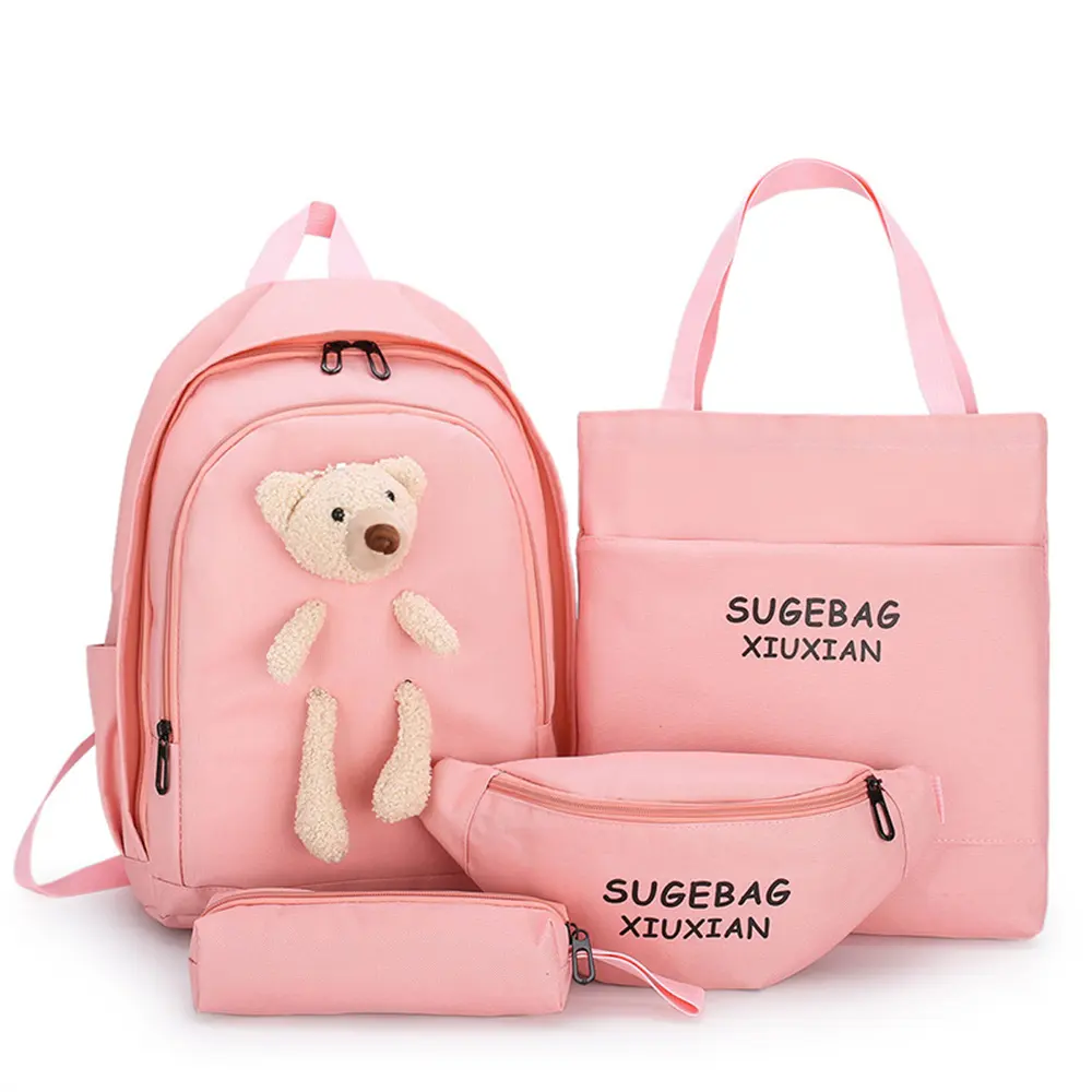 Amiqi 0359 High Quality trending travel waterproof backpack school bags pink purple teenage girl canvas satchel