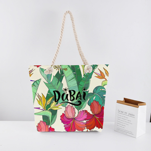 Bán buôn công suất lớn Dubai kỳ nghỉ Tote túi dây kéo đóng cửa kép xử lý nhiệt đới in thiết kế giản dị có tính năng Thư Hoa - Product Image 1