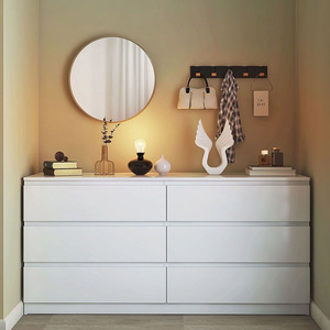 <span class=keywords><strong>Commode</strong></span> <span class=keywords><strong>à</strong></span> plusieurs niveaux en bois de peinture <span class=keywords><strong>blanche</strong></span> de luxe large armoire avec 6 <span class=keywords><strong>tiroirs</strong></span> prix des meubles de chambre - Product Image 3