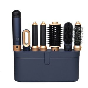 Prussian Blue 6 in 1 Professional Hair Multi Styler Blow Dryer Brush Hot air Comb Curling <b>Irons</b> Hair Curler With Leather case - Product Image 1