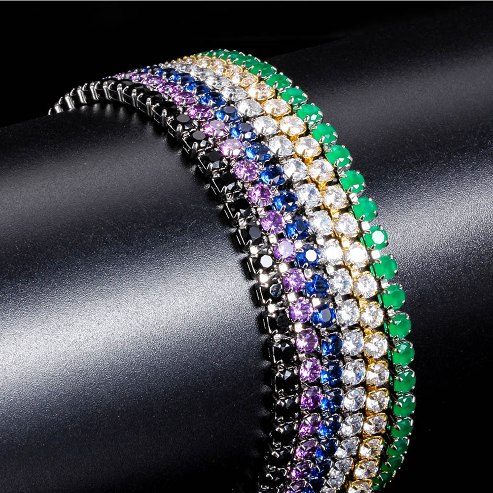 【BLACKPURPLE】Mini Round Tennis Cubic Ring M Bracelet SET CZ Cluster tennis bracelet iced out hip hop new men boy
