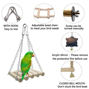 Juguete Ecológico para Pájaros, Escalera, Anillo de Madera, Columpio, Espejo, Piel de Tigre, Peonía, Loro, para Morder y Roer - Product Image 6