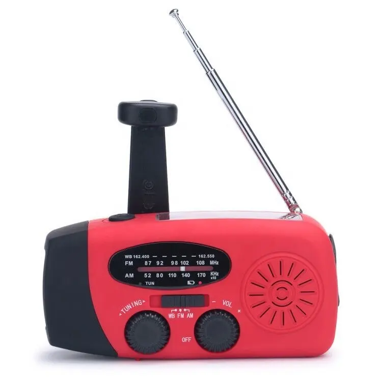 Piccolo portatile a mano manovella caricatore del telefono solare torcia elettrica fm am radio mini