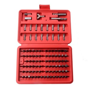 100 Piece <b>Screwdriver</b> <b>Bit</b> <b>Set</b> 1/4 In Steel <b>Bits</b> For Electric And Hand Tools Red Box Storage - Product Image 1