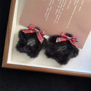Barrettes à cheveux pour femmes en tissu moelleux en forme d'étoile à cinq branches, avec pinces BB pour cheveux cassés ou à pointes abîmées - Product Image 6