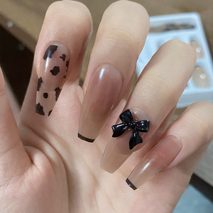 Uñas Postizas Elegantes de Uso Diario, Color Rosa, Diseño de Ojo de Gato, Lazo y Corazón, Acrílicas, Reutilizables, para Fiesta, 24 Piezas - Product Image 4