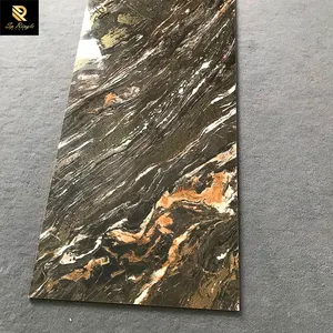 Springle tile Luxus Gäste bad rutsch feste Innen Schwarz gold Glitter Marmor dekorative polierte glasierte Fliesen