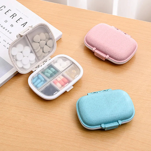 Wholesale 8 Grids Organizer <b>Container</b> <b>for</b> <b>Tablets</b> Travel Pill Box With Seal Ring Small Wheat Straw Medicines - Product Image 2