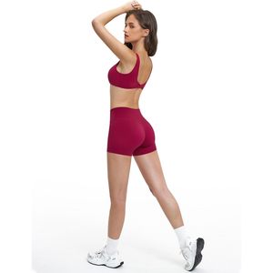 Conjunto Deportivo de Dos Piezas para Mujer, Sujetador Deportivo con Efecto Scrunch Frontal, Pantalones Cortos de Cintura Alta a Juego, Ropa Deportiva para Gimnasio, Yoga y Atletismo - Product Image 4