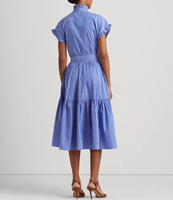 Robe décontractée longue boutonnée à manches courtes pour femmes fabrication personnalisée de haute qualité vintage style français pour les vacances d'été