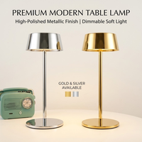 Lampe LED rechargeable en métal électroplaqué pour une ambiance gastronomique, idéale pour les hôtels de luxe, lampe de table sans fil haut de gamme pour les restaurants