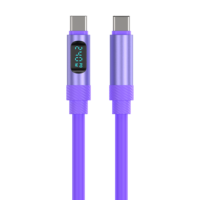 Nouveau Câble USB-C vers USB-C 240W en Silicone Flexible avec Affichage Numérique, Charge Rapide PD 3.0, pour iPhone et Galaxy (OEM)