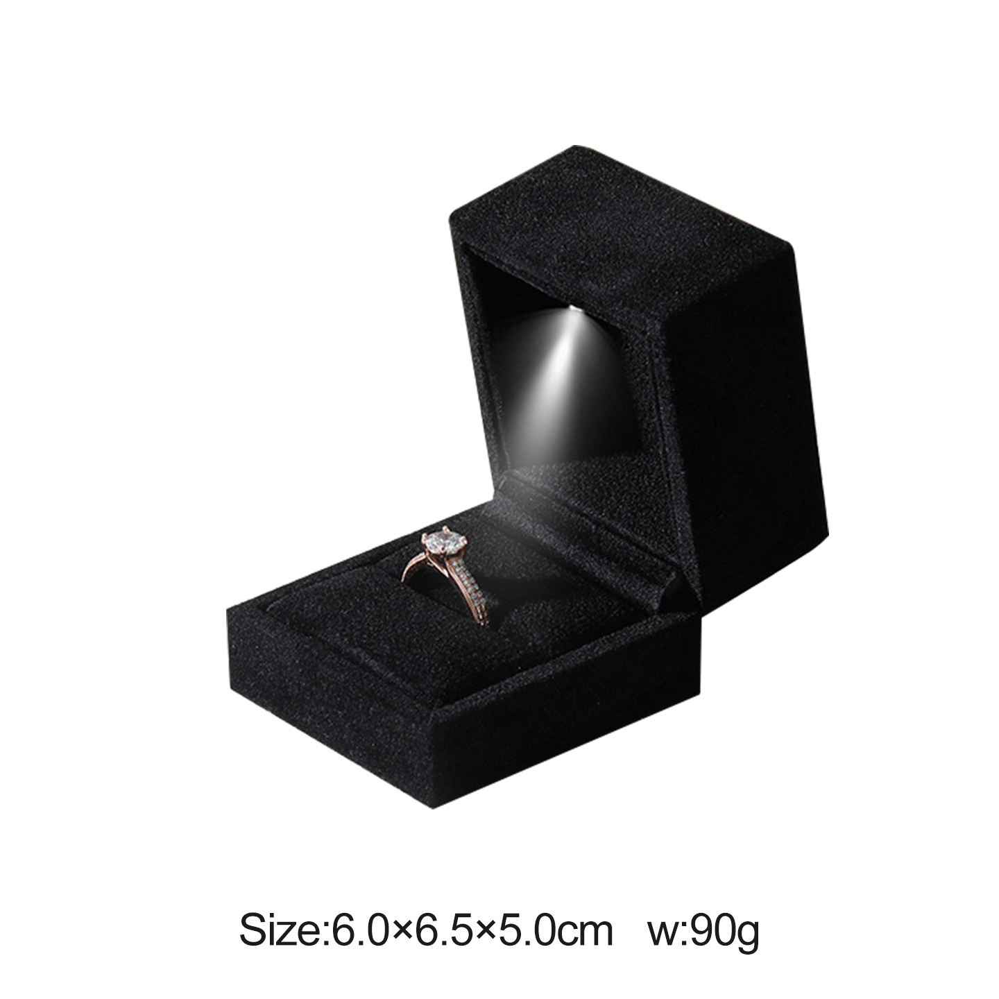 กล่องใส่แหวนกำมะหยี่สีดำ
