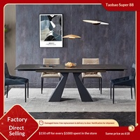 Table à manger extensible en ardoise de style italien minimaliste avec chaises, design rectangulaire moderne pour la maison et l'hôtel