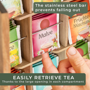 Contenitore per tè in legno di Acacia massello Organizer 12 scomparti Organizer <span class=keywords><strong>da</strong></span> tè con montaggio a <span class=keywords><strong>parete</strong></span> decorazione per la casa in legno <span class=keywords><strong>porta</strong></span> bustine di tè - Product Image 5