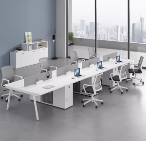 <span class=keywords><strong>Meubles</strong></span> de bureau modernes pour studio, postes de travail modulaires en bois certifiés ISO9001, pour 4, 6 ou 8 personnes, en configuration ouverte en groupe - Product Image 1