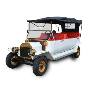 Voiture électrique vintage rétro blanche 5 places à prix d'usine, haute spécification, intérieur rouge, toit souple étanche, couleur personnalisée - Product Image 1