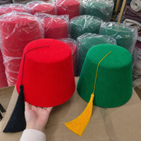 Costume de fête turc Tarboosh, chapeau Fez marocain rouge et vert avec pompon doré et noir, unisexe pour adultes
