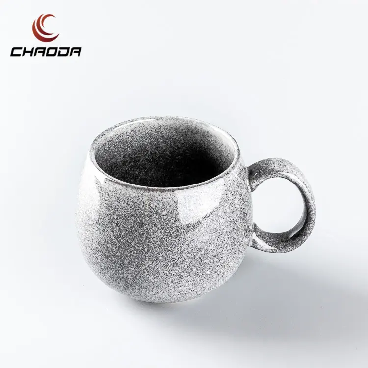 CHAODA Wholesale new arrival ceramic grey mugs with handle pottery sandy clay shinny cups stocked porcelain milk mugs coffee