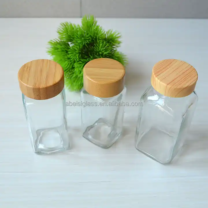 4 Oz Clear Square Glass Spice Jars Empty Spice Bottles Glass