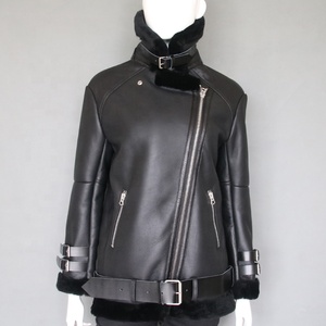 Di alta qualità reale di agnello giacche di <span class=keywords><strong>pelle</strong></span> genuino del motociclo di lana del cappotto freddo degli uomini delle donne cappotto - Product Image 3