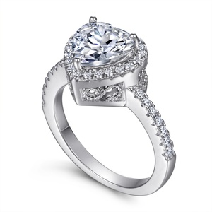 แหวนแต่งงานทรงหัวใจสุดหรูคลาสสิก ทำจากเงินแท้ 925 ชุบโรเดียม ประดับด้วยเพชร CZ สำหรับงานปาร์ตี้ - Product Image 3