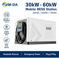 Station de recharge portable pour véhicules électriques 60 kWh 30 kW, système de batterie refroidi par air avec entrée AC et chargeur rapide DC