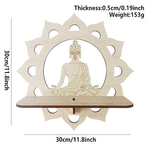 ชั้นวางของ<span class=keywords><strong>ติด</strong></span><span class=keywords><strong>ผนัง</strong></span>รูปพระพุทธรูปไม้สไตล์นอร์ดิก ของตกแต่งบ้าน ของแขวนผนังห้องนอน <span class=keywords><strong>ห้อง</strong></span>โยคะ งานฝีมือแขวน<span class=keywords><strong>ผนัง</strong></span> - Product Image 6