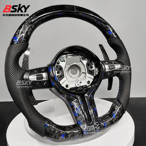 عجلة قيادة رياضية <span class=keywords><strong>M</strong></span> مع إضاءة LED من ألياف الكربون المطروقة باللون الأزرق لسيارات BMW F10 F15 F20 F22 F30 F32 F36 M4 F82 M3 F80 E87 E90 E92 E60 - Product Image 5