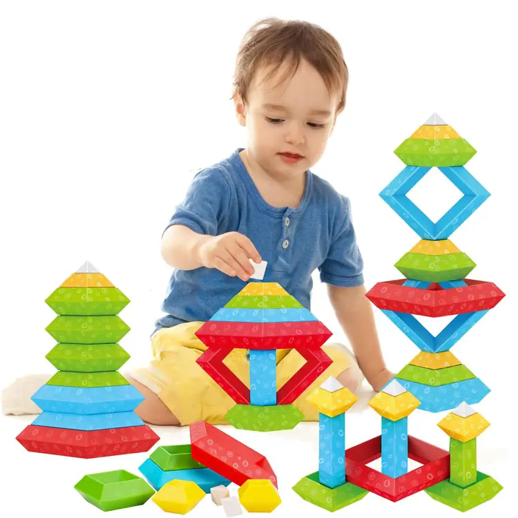 2023 Montessori Speelgoed 16 Stuks Stapelen Bouwstenen Voor Peuters Stam Stapelbaar Sensorisch Educatief Speelgoed