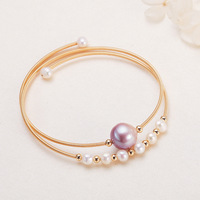 Bracelet double rang en perles d'eau douce Edison, enroulé sur fil, style décontracté, bijoux en perles blanches pour femmes, directement de l'usine