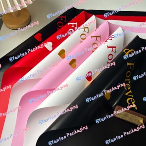 Saint Valentin nouveau design fleur papier d'emballage LOVE YOU <span class=keywords><strong>FOREVER</strong></span> pour amoureux bouquet de fleurs emballage papier fleuriste fournitures - Product Image 3