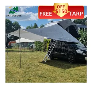 2024 New Style Waterproof Travelling Camping Soft Shell Car Roof Top Tent Folding Camping Truck Rooftop Tent For Sale