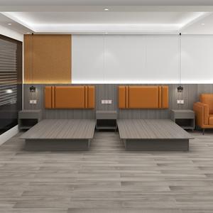 Juego de Muebles de Dormitorio de Hotel Moderno de Lujo de 4 y 5 Estrellas, Cama de Madera de Perfil Bajo, Cabecera Tapizada, Mesitas de Noche, Muebles para Hostelería - Product Image 1
